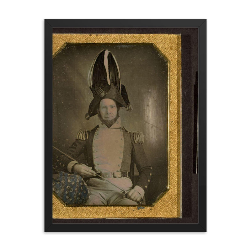 Daguerreotype Portrait of New York State Militia General Daniel D. Minier, 1840s framed print on a plain backdrop in size 18