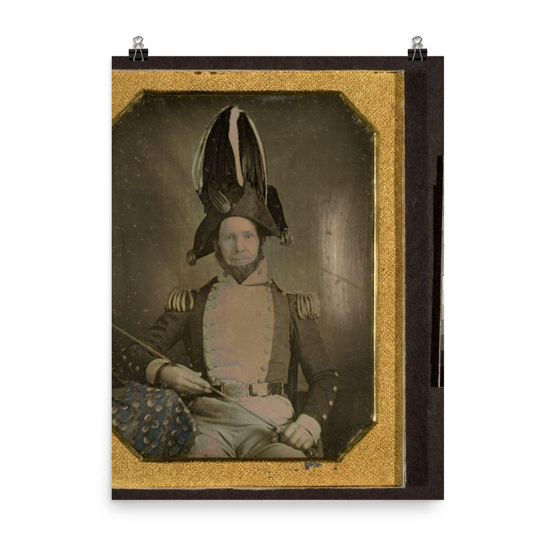 Daguerreotype Portrait of New York State Militia General Daniel D. Minier, 1840s poster on a plain backdrop in size 8