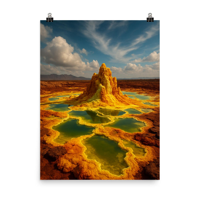 Dallol Volcano Ethiopia poster on a plain backdrop in size 8