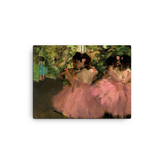 Dancers in Pink by Edgar Degas, 1876 canvas print on a plain backdrop in size 12"x16".