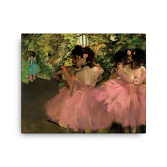 Dancers in Pink by Edgar Degas, 1876 canvas print on a plain backdrop in size 16"x20".