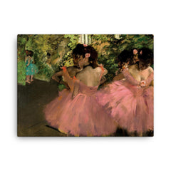 Dancers in Pink by Edgar Degas, 1876 canvas print on a plain backdrop in size 18"x24".