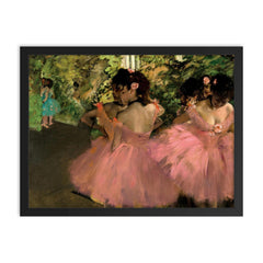Dancers in Pink by Edgar Degas, 1876 framed print on a plain backdrop in size 18"x24".