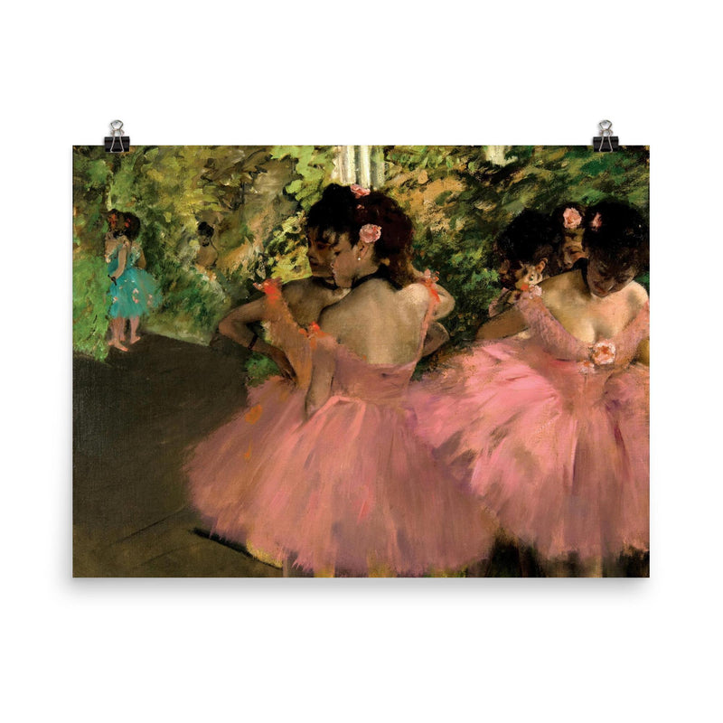 Dancers in Pink by Edgar Degas, 1876 poster on a plain backdrop in size 8