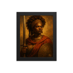Dandara dos Palmares warrior queen portrait framed print on a plain backdrop in size 8"x10".