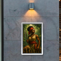 Dandara of Palmares with machete on rainforest palisade poster 2