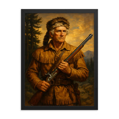 Daniel Boone framed print on a plain backdrop in size 18"x24".