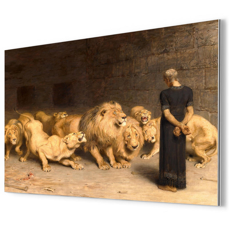 Daniel In The Lions Den By Briton Riviere metal print mockup