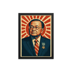 Daniel Inouye framed print on a plain backdrop in size 12"x16".