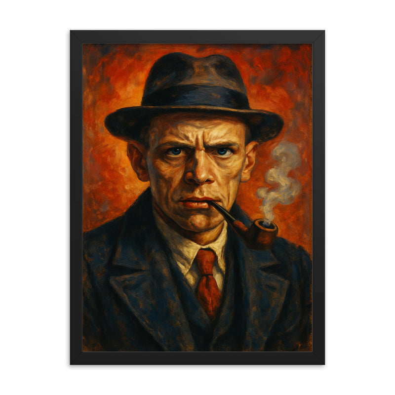 Daniil Kharms framed print on a plain backdrop in size 18