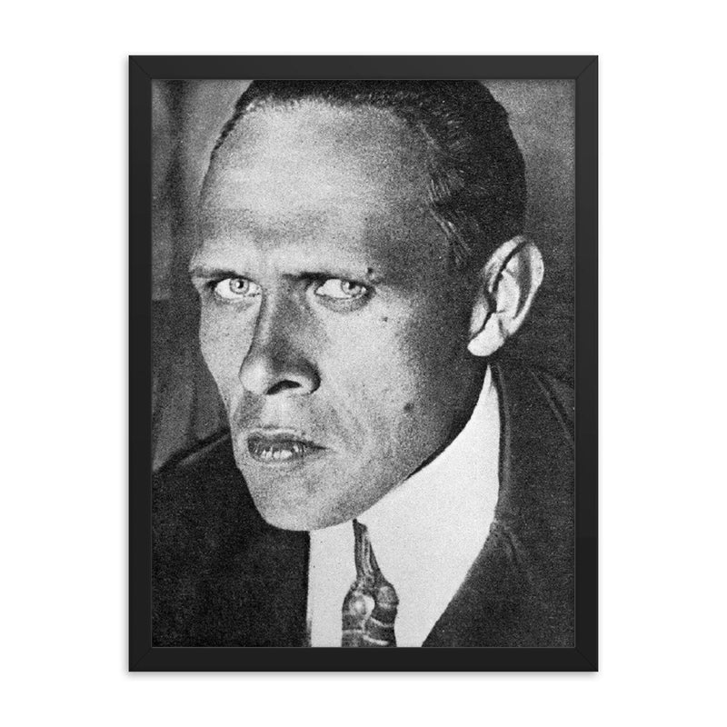 Daniil Kharms framed print on a plain backdrop in size 18