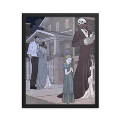 Danse Macabre by Robert Warren Harrison, 1918 framed print on a plain backdrop in size 16"x20".