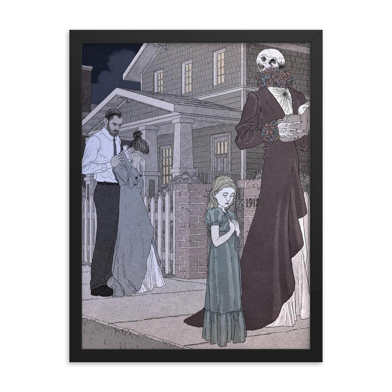 Danse Macabre by Robert Warren Harrison, 1918 framed print on a plain backdrop in size 18