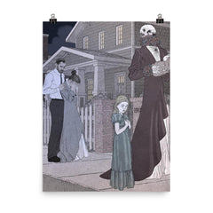 Danse Macabre by Robert Warren Harrison, 1918 poster on a plain backdrop in size 8"x10".