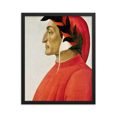 Dante Alighieri framed print on a plain backdrop in size 16"x20".