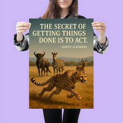 dante alighieri quote cheetah in motion inspiring poster poster 3