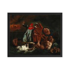 Dante and Virgil in Hell by Adolf von Becker framed print on a plain backdrop in size 16"x20".