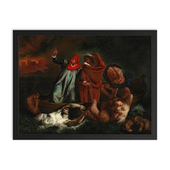 Dante and Virgil in Hell by Adolf von Becker framed print on a plain backdrop in size 18"x24".