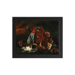 Dante and Virgil in Hell by Adolf von Becker framed print on a plain backdrop in size 8"x10".