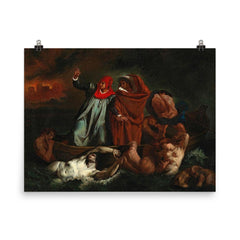 Dante and Virgil in Hell by Adolf von Becker poster on a plain backdrop in size 8"x10".