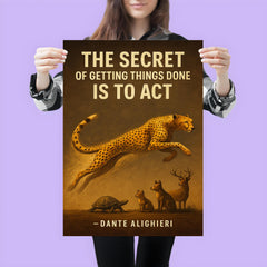 dante quote secret of getting things done nike swoosh cheetah running poster 3