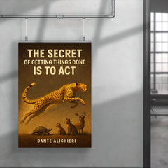 dante quote secret of getting things done nike swoosh cheetah running poster 4