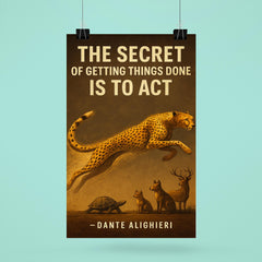 dante quote secret of getting things done nike swoosh cheetah running poster 6