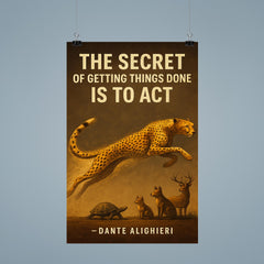 dante quote secret of getting things done nike swoosh cheetah running poster 9
