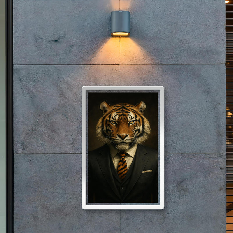 Dapper tiger portrait of a badass looking tiger in a power suit with a tiger print tie poster 2