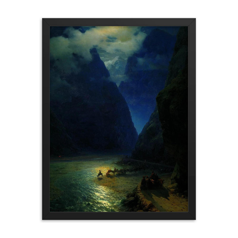 Darial Gorge by Ivan Aivazovsky, 1862 framed print on a plain backdrop in size 18