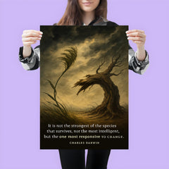 darwin quote not strongest or most intelligent but most responsive to change poster 3
