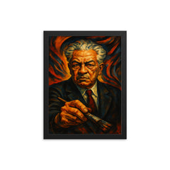 David Alfaro Siqueiros framed print on a plain backdrop in size 12"x16".