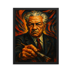 David Alfaro Siqueiros framed print on a plain backdrop in size 16"x20".