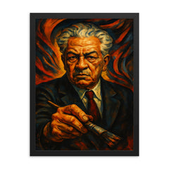 David Alfaro Siqueiros framed print on a plain backdrop in size 18"x24".