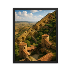 David Gareja Cave Monasteries Georgia framed print on a plain backdrop in size 16"x20".