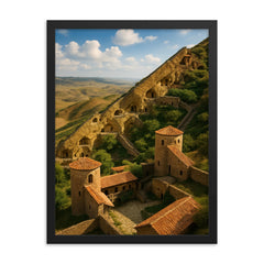 David Gareja Cave Monasteries Georgia framed print on a plain backdrop in size 18"x24".