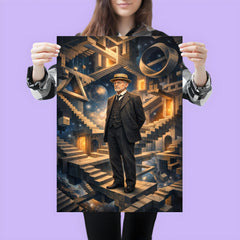 David Hilbert in impossible geometric space poster 3
