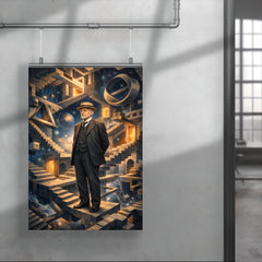 David Hilbert in impossible geometric space poster 4