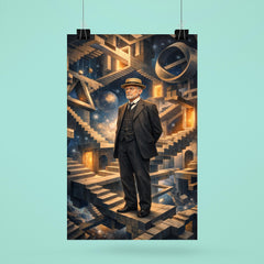 David Hilbert in impossible geometric space poster 6