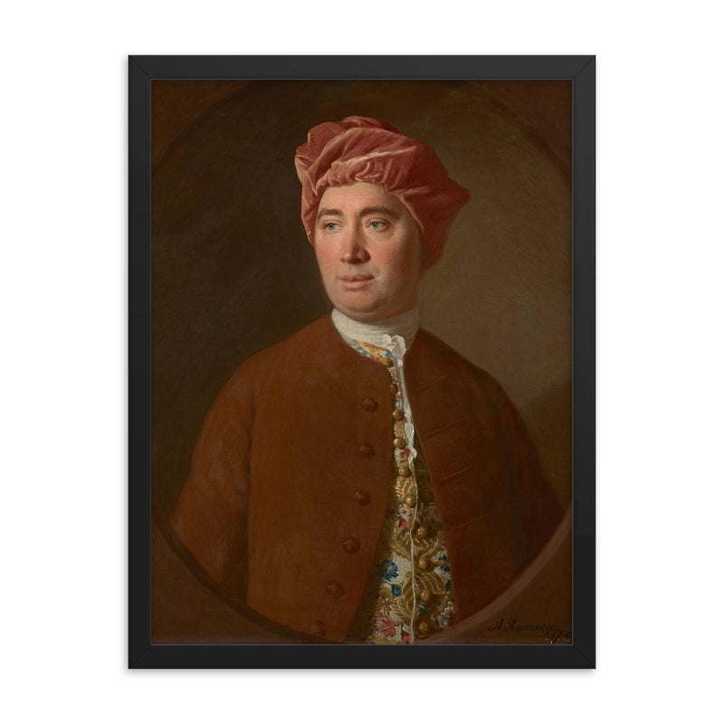 David Hume framed print on a plain backdrop in size 18