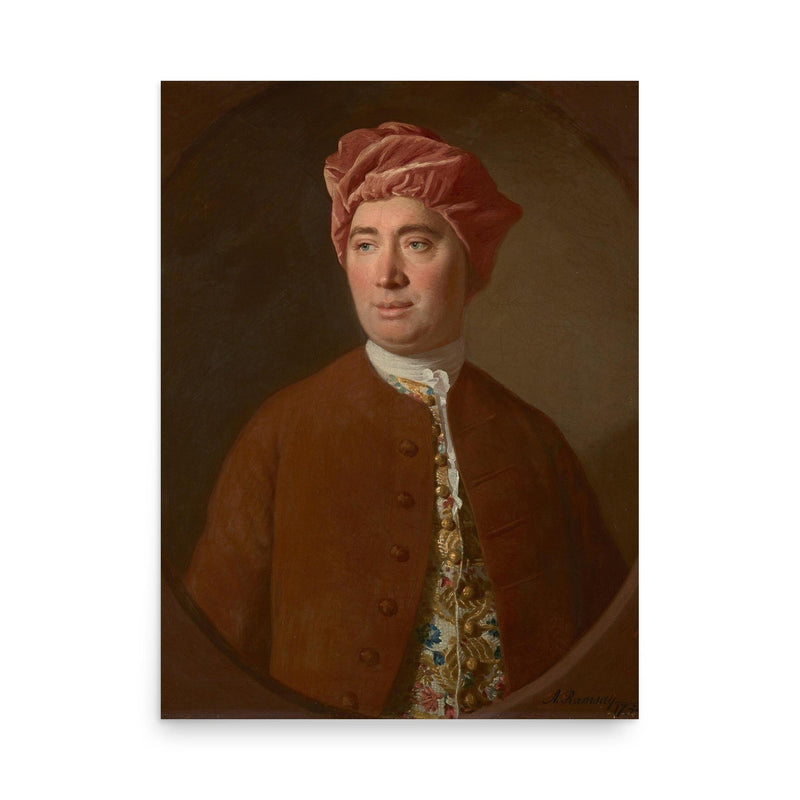 David Hume poster on a plain backdrop in size 18