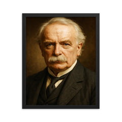 David Lloyd George portrait framed print on a plain backdrop in size 16"x20".