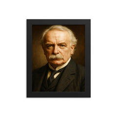 David Lloyd George portrait framed print on a plain backdrop in size 8"x10".