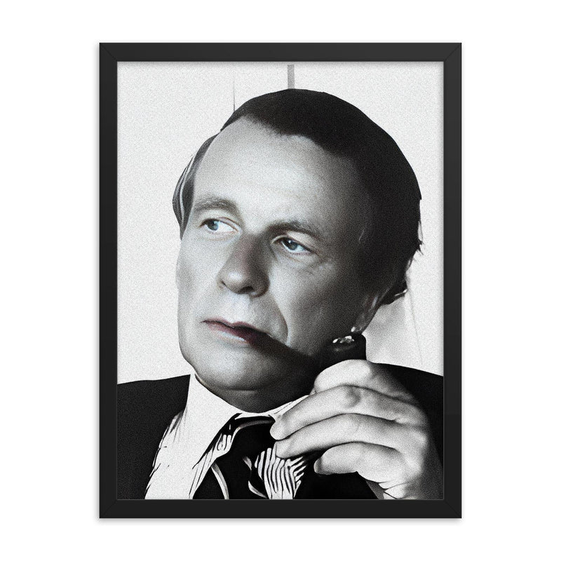 David Ogilvy framed print on a plain backdrop in size 18