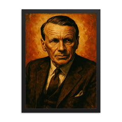 David Ogilvy framed print on a plain backdrop in size 18"x24".