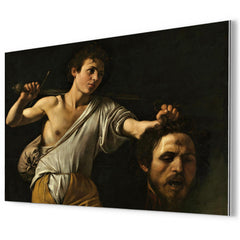 David with the Head of Goliath by Caravaggio metal print mockup
