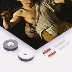 David with the Head of Goliath by Caravaggio metal print mockup