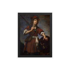 David with the Head of Goliath by Carlo Dolci framed print on a plain backdrop in size 12"x16".