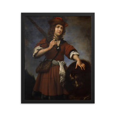David with the Head of Goliath by Carlo Dolci framed print on a plain backdrop in size 16"x20".