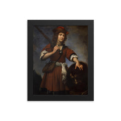 David with the Head of Goliath by Carlo Dolci framed print on a plain backdrop in size 8"x10".